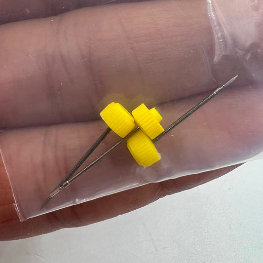 Generic watch winding stems compatible with ISA125 and ISA127 movements for precise watch repair.