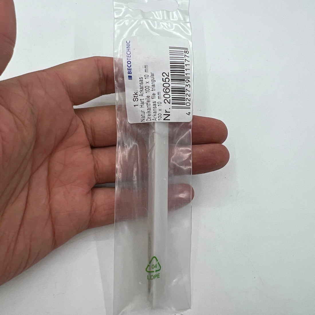 Horotec MSA16.013 triangular Arkansas stone for fine watch polishing, 100x10mm precision tool.