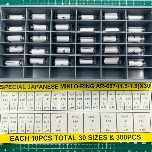 Set of 300 waterproof mini O-rings (1.5-1.8mm) for watch crown seal replacement.