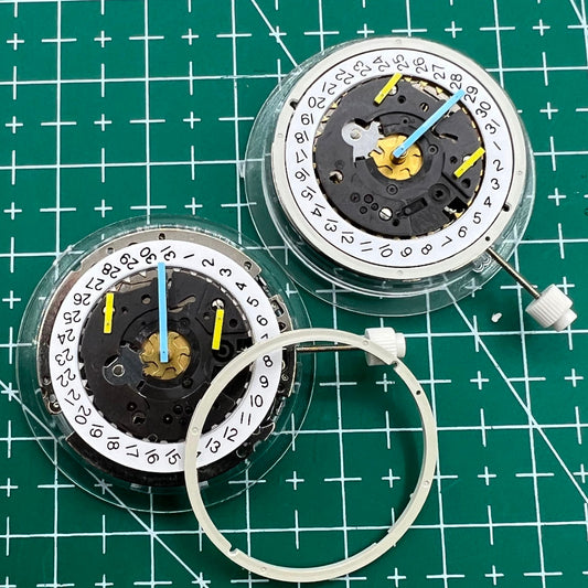 Swiss Made ISA 8162 Date At 4 quartz watch movement replacement for precise timekeeping.