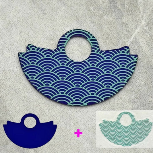 Navy blue background with green wave design on Up Slice rotor by brand, fits NH35 NH36 movements