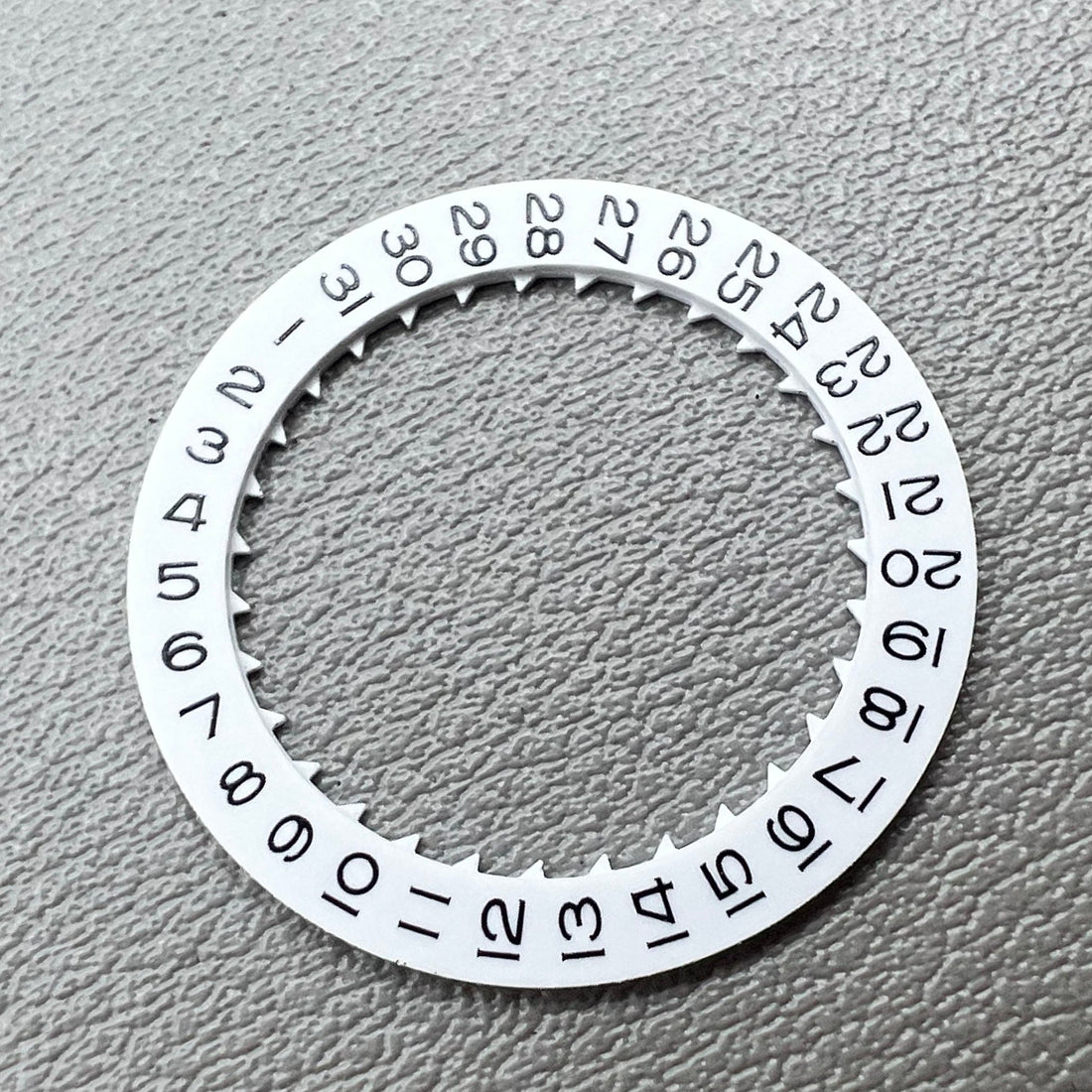 White special font date disk wheel for Miyota 8215 movement, precise watch accessory.
