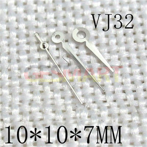 Stylish Silver Trim Pointed Watch Hands for Epson VJ32 Movement - 10x10x7mm