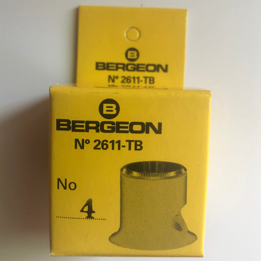 Bergeon 2.5x magnification loupe with opening, ideal for detailed watch accessory inspection and repair.