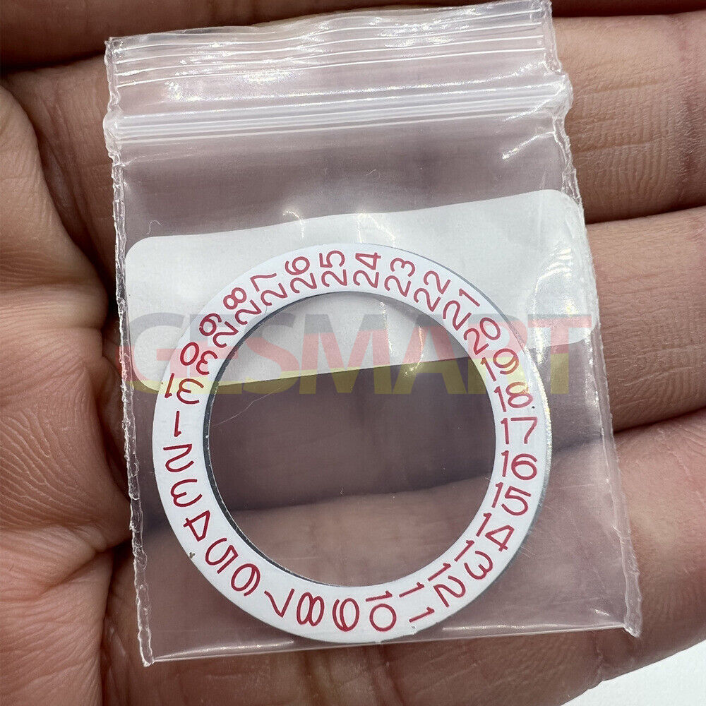 Red date wheel with white background for NH35 NH36 watch movement, date displayed at 3 o'clock position.