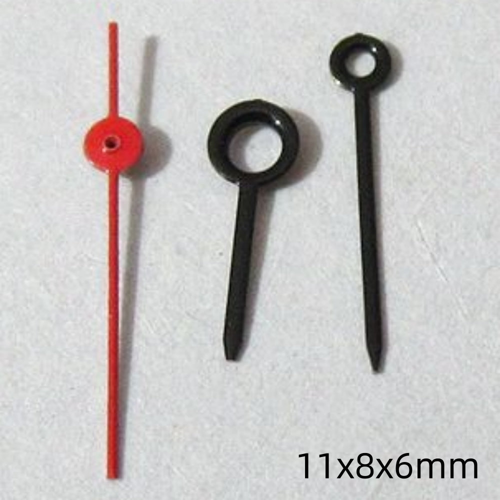 11mm black painted watch hands set for Miyota 2035, 2115, 2105, 2305 movement models.