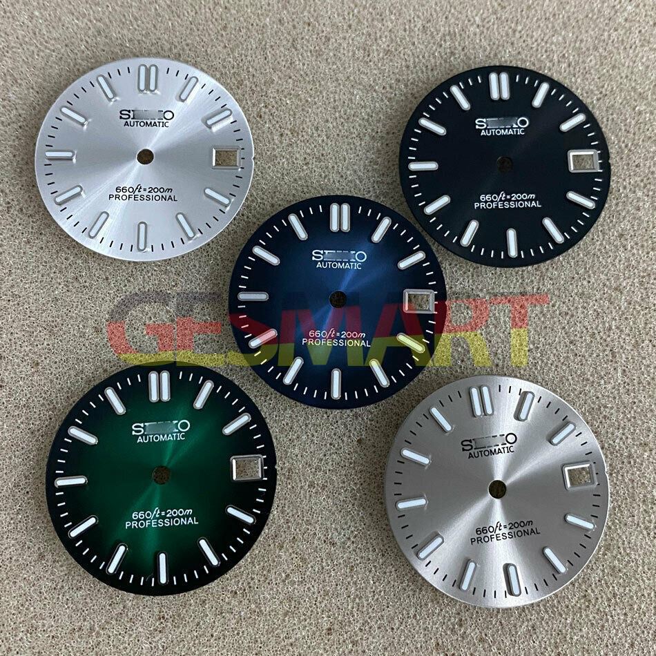 Green Luminous Calendar Watch Dial for NH35 Movement - 28.5mm Metal Dial