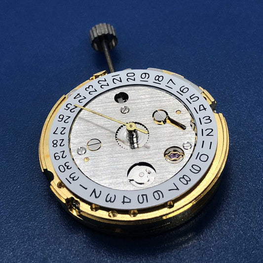 DG2813 automatic watch movement with 3 hands, single calendar, and hollowed-out design