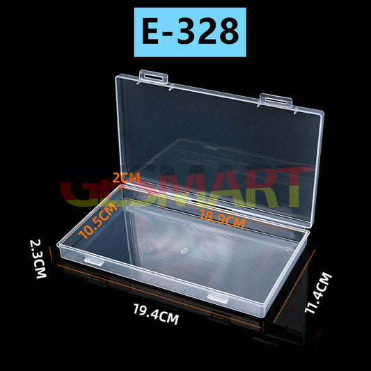 Set of 3 small rectangular toolbox containers with hinged lids, ideal for organizing tools and accessories.