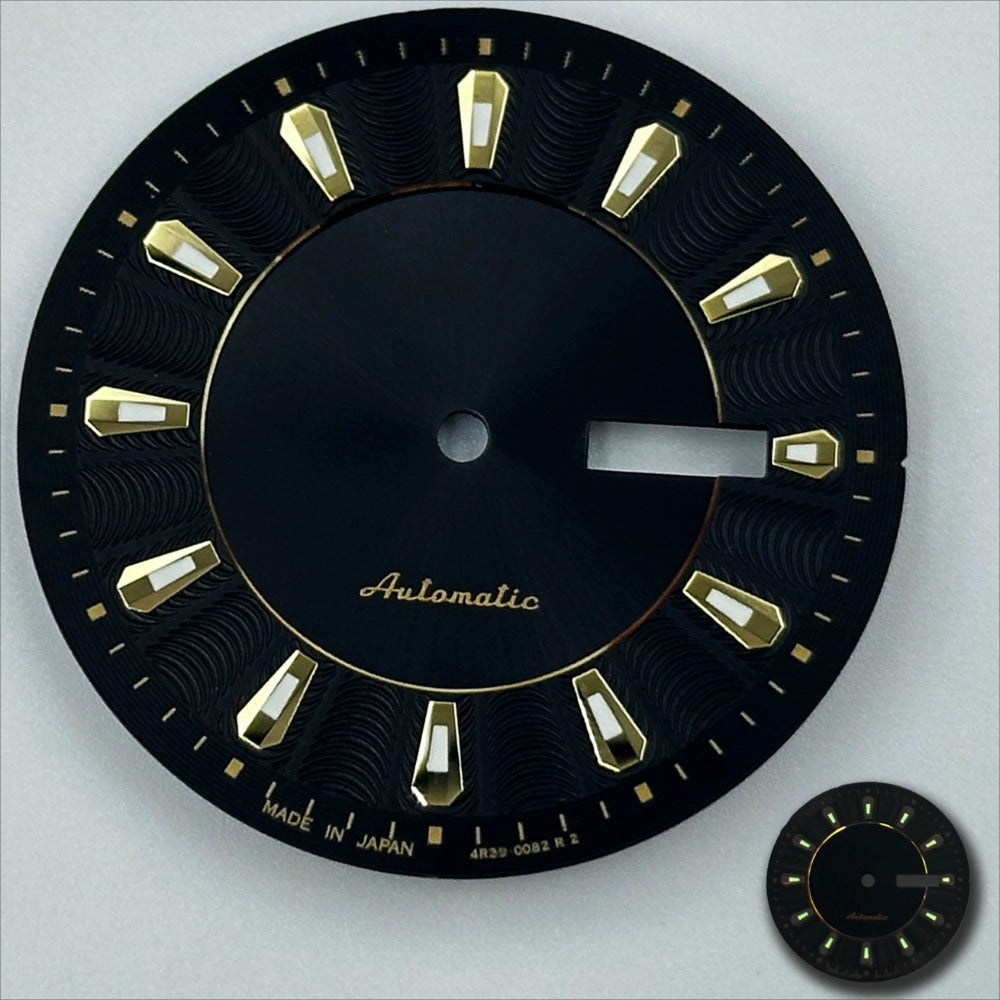 Black No Lume silver nail watch dial for NH35 NH36 movement, sleek design for watch modding.
