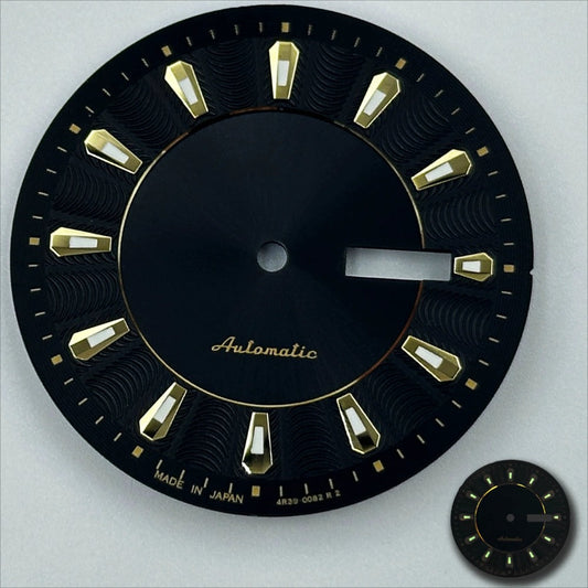 Black No Lume silver nail watch dial for NH35 NH36 movement, sleek design for watch modding.