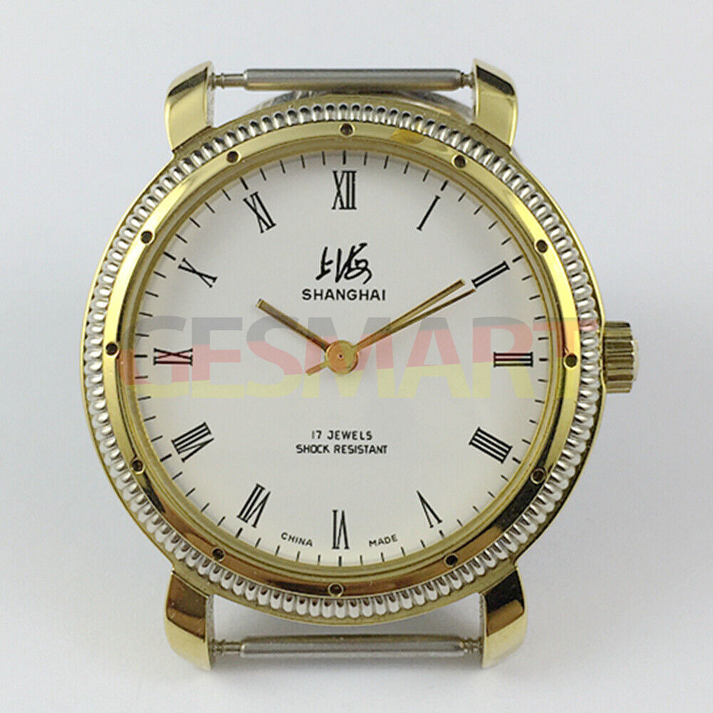 Shanghai Factory 36mm Manual Mechanical Watch with 17 Jewels & White Dial - Classic Style
