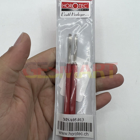 Horotec MSA05.013 hand levers with 3mm tips, ideal for precise wristwatch repairs and adjustments.