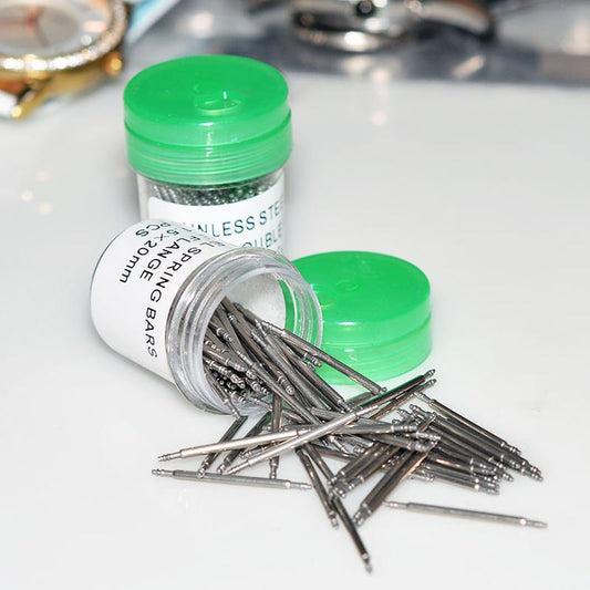 1. Stainless Steel Spring Bar Pins set, 100pcs, compatible with watch bands 8-25mm, durable parts.  