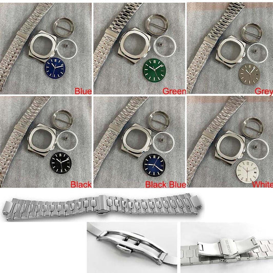 41mm sapphire glass watch case with strap, hands, and dial for NH35/36/4R automatic movements, brand compatible.