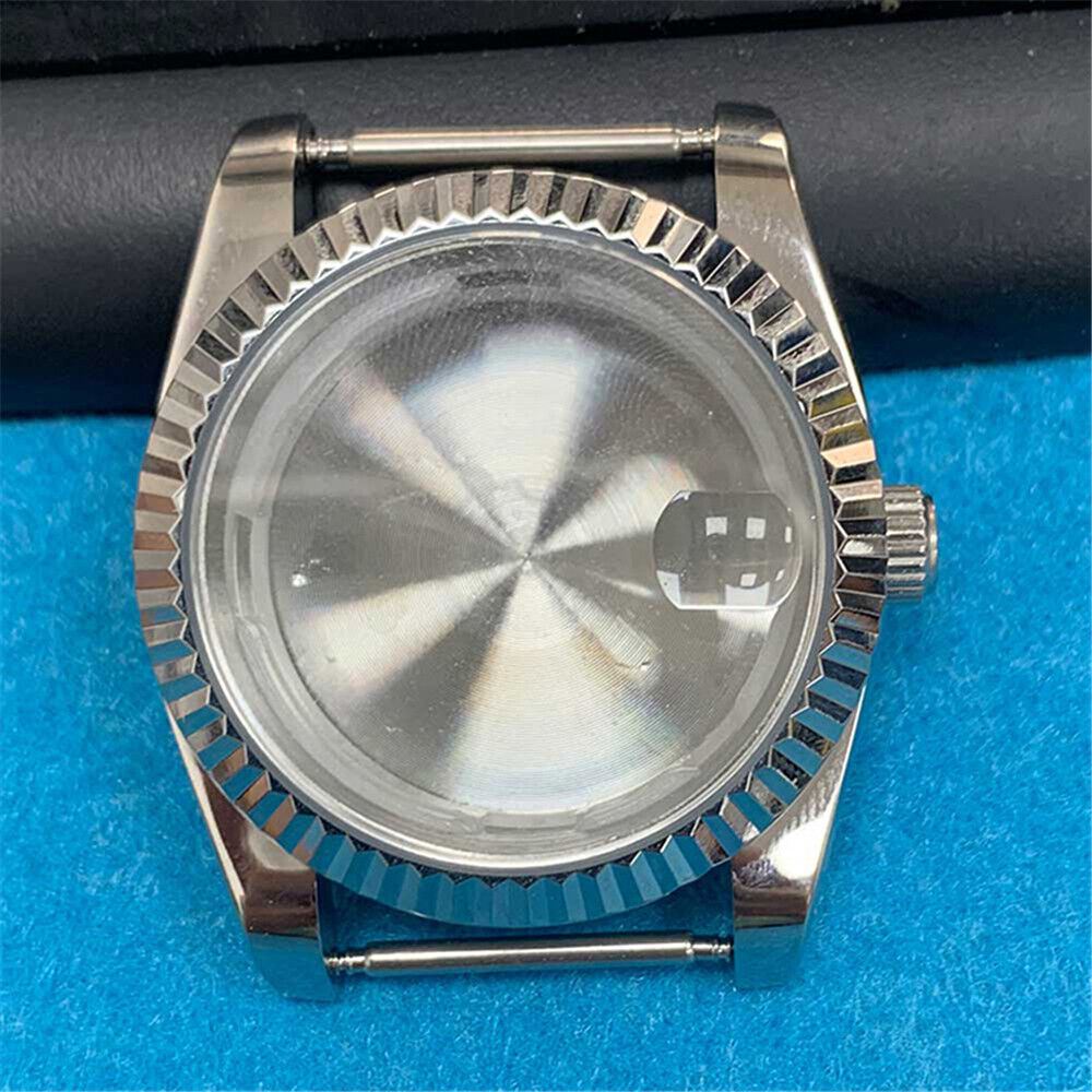 36MM steel watch case with mineral glass, compatible with 8215/2813/8205/8200 movements for durable repair.