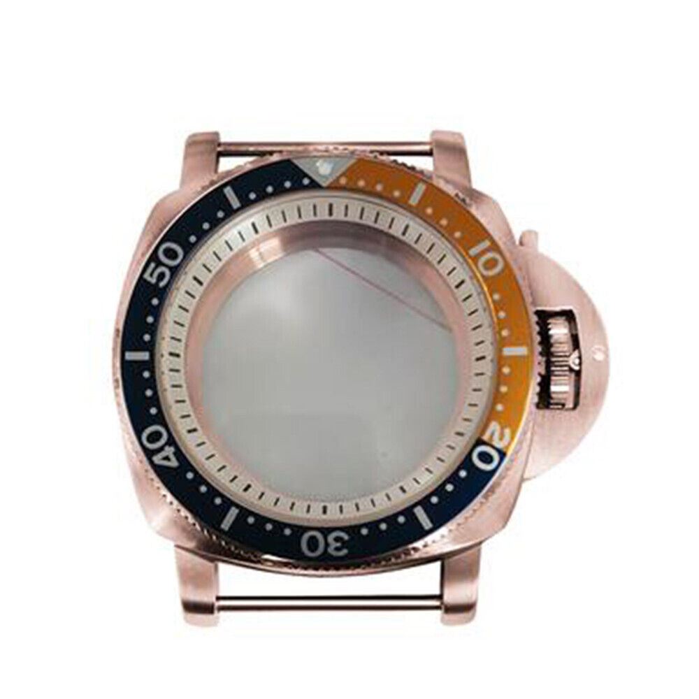 42mm rose gold PVD stainless steel watch case for NH35/36 with white inner shadow, stylish and durable.
