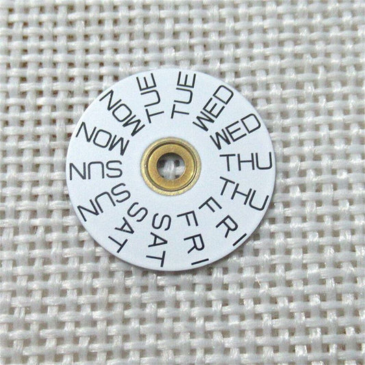 White English font week disk wheel by Generic, compatible with Movement 2836, watch accessory.