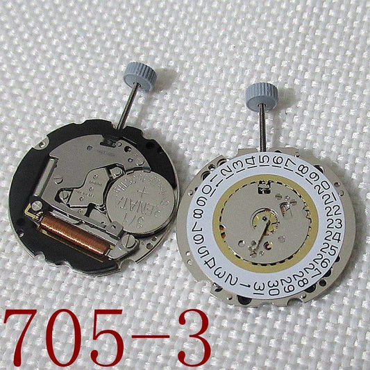 Ronda 705 quartz watch movement with date at 3 for precise repairs and replacements