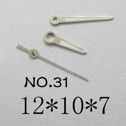 Luminous watch hands set by NO.31 for Miyota 2035, 12mm/10mm/7mm lengths, perfect for repairs.