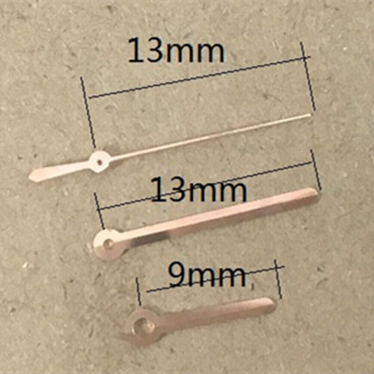 Rose gold watch hands for Hattori Epson TMI VJ42 quartz movement, precision fit accessory.