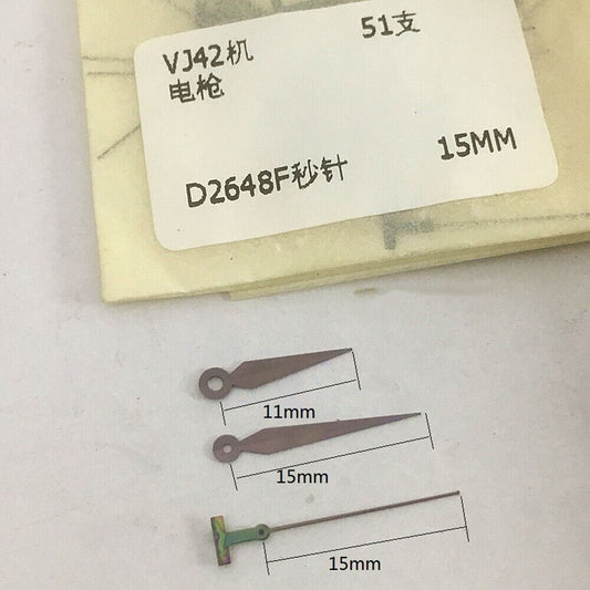 Electric Gun color watch hands for Hattori Epson VJ42 quartz movement, precise timepiece accessory.