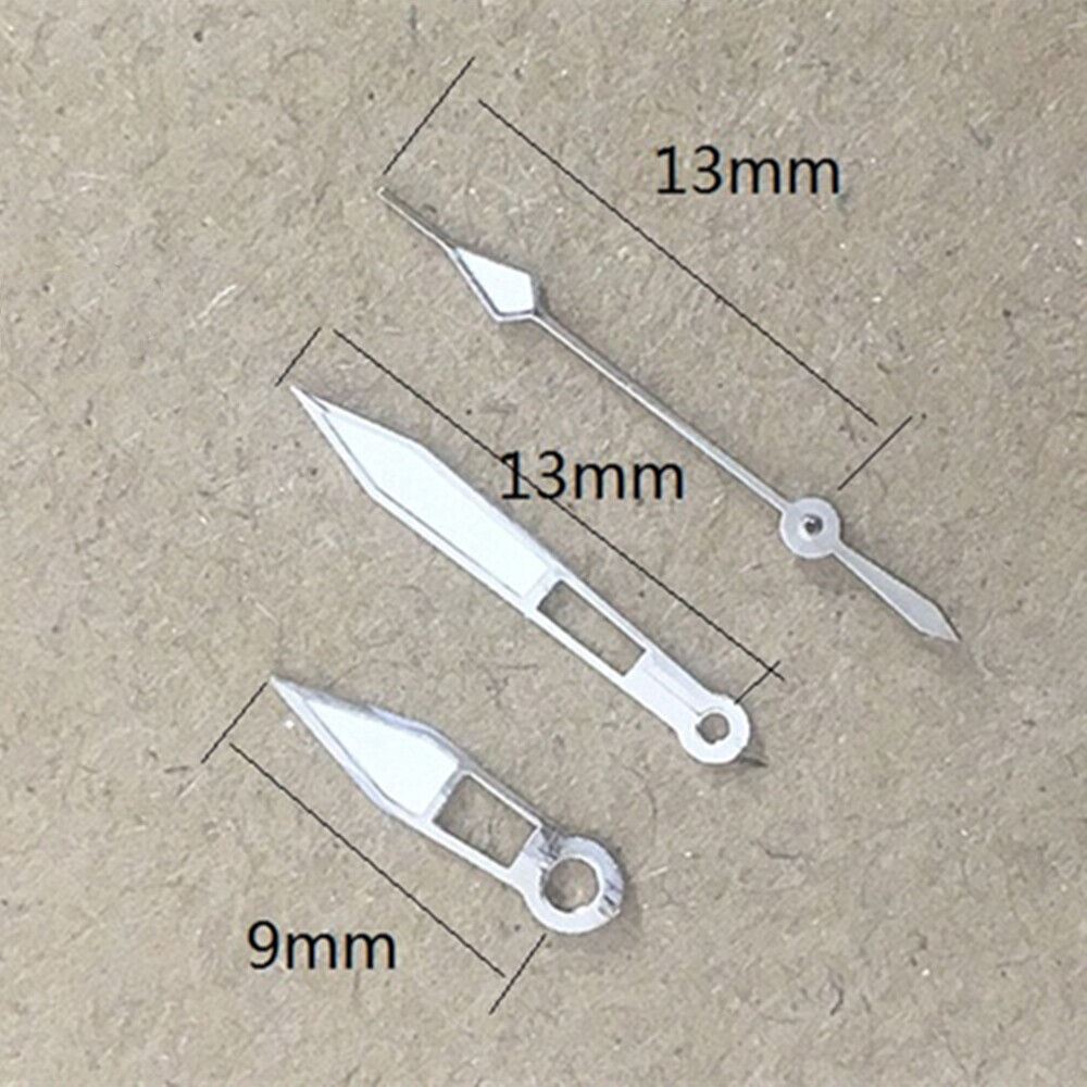 Lume arrow-shaped watch hands for Miyota 2035 quartz movement, precise and luminous.