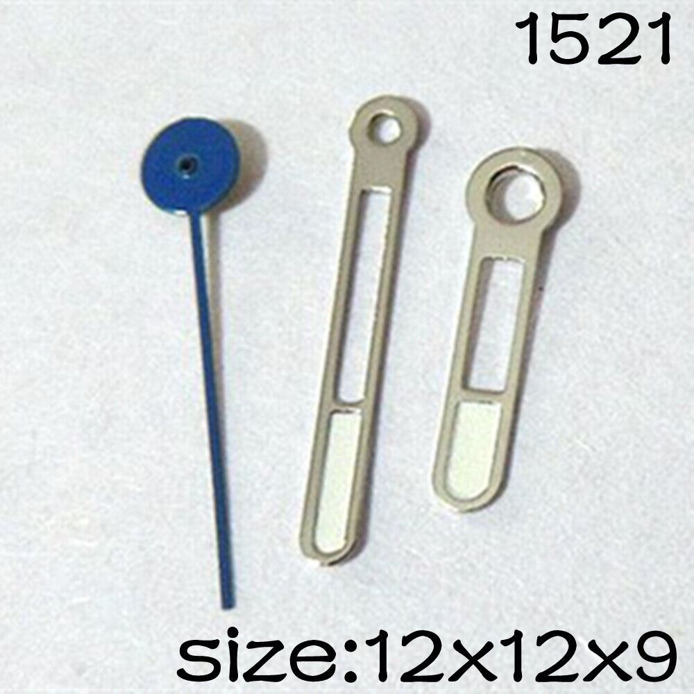 Luminous blue second hand with silver trim for Miyota 2035 watch movement, 12mm length, brand #1521.
