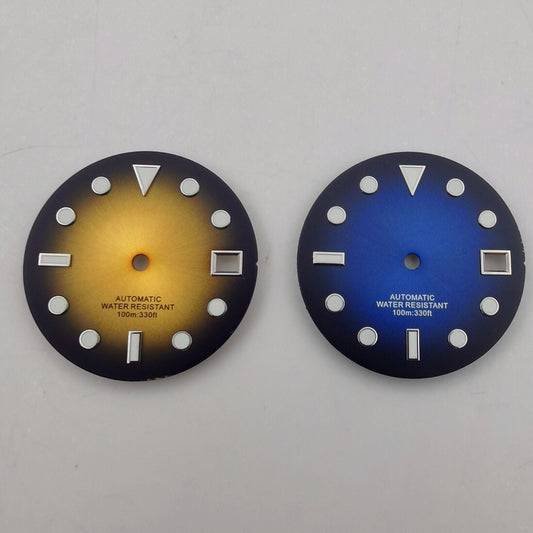 29mm gradient green luminous watch dial for NH35 NH36 movement by brand NEW, enhancing watch readability.