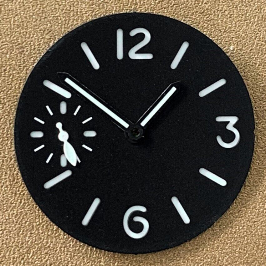 Green luminous 34.5mm watch dial for ETA 6497/6498 movement, clear white markers