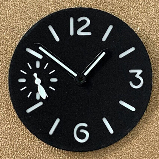 Green luminous 34.5mm watch dial for ETA 6497/6498 movement, clear white markers