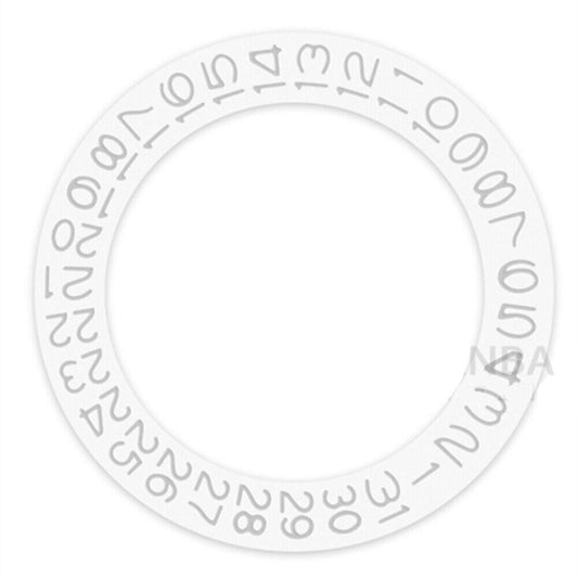 Light grey character disk date wheel for Miyota NH35 NH36 watch movement, white background, brand-neutral.