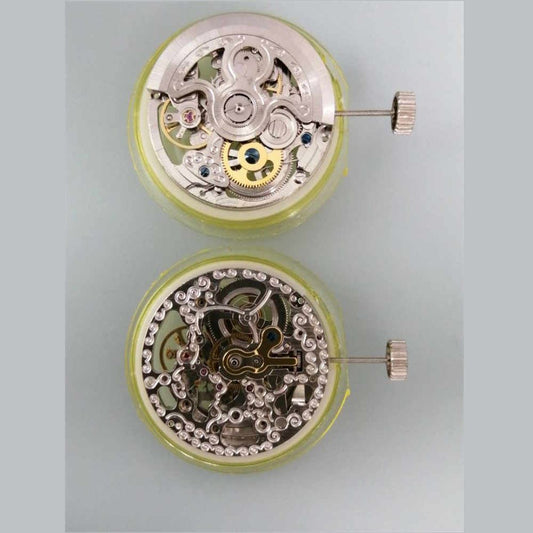 Silver Hangzhou HZ2189 hollow carved mechanical watch movement, precision China-made accessory for timepieces.