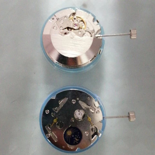 Tianjin ST6 automatic mechanical watch movement showing small seconds at 3, 6, and 9 o'clock positions