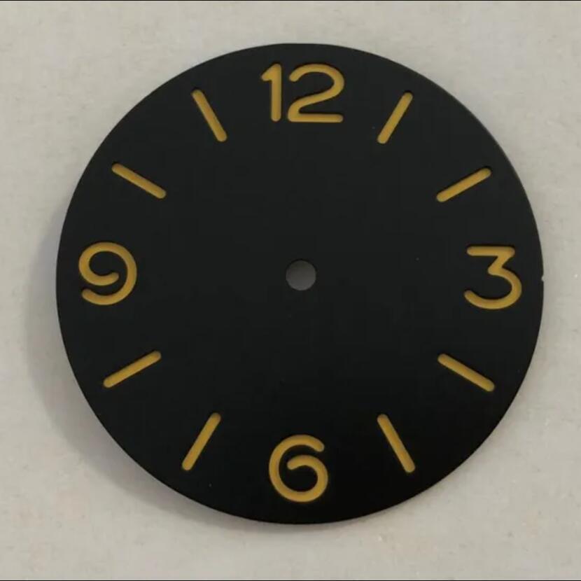 39mm green luminous watch dial with numeral markers for ETA 6497/6498 movement.