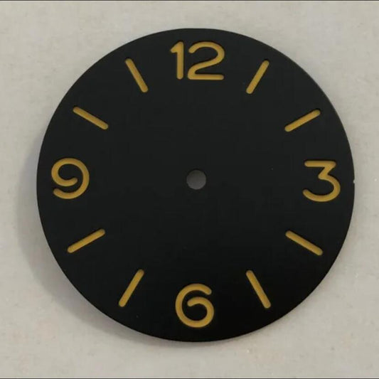 39mm green luminous watch dial with numeral markers for ETA 6497/6498 movement.