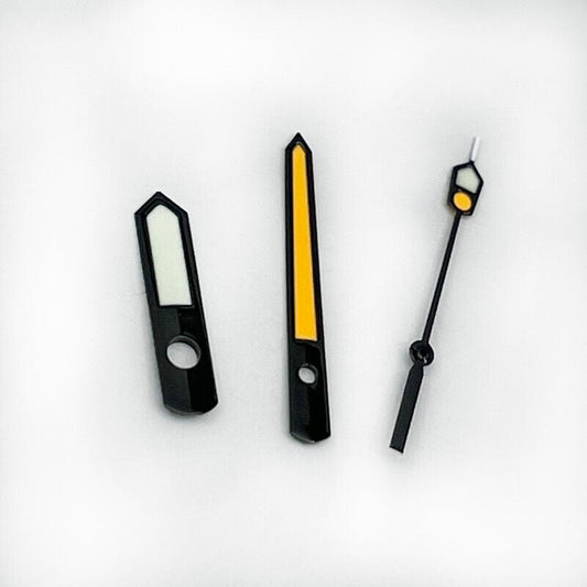 Black Trim C3 Green Lume watch hands set for NH35/36/4R/6R movements, compatible with SPB185J1/SPB187J1 models.