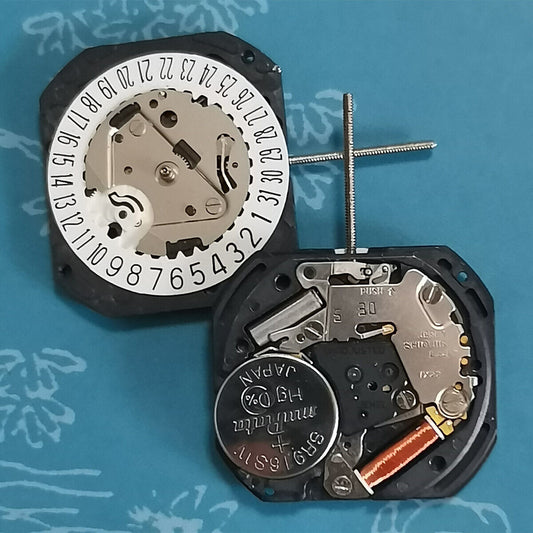 Japan Made VX22 quartz watch movement with date display at 3 and 6 o'clock, white date disk replacement part