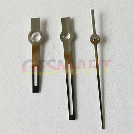 Silver trim green luminous watch hands for NH36, NH35, 7S26 movements, ideal for precise time reading.