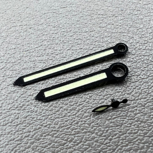 Green luminous 3-hand set with black trim for ST3600/ST3620/ETA6497/6498 movements.