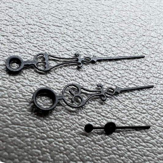 Black floral-style watch hands for Seagull ST3600, ST3621, and ETA6497 movements by Schwarze.