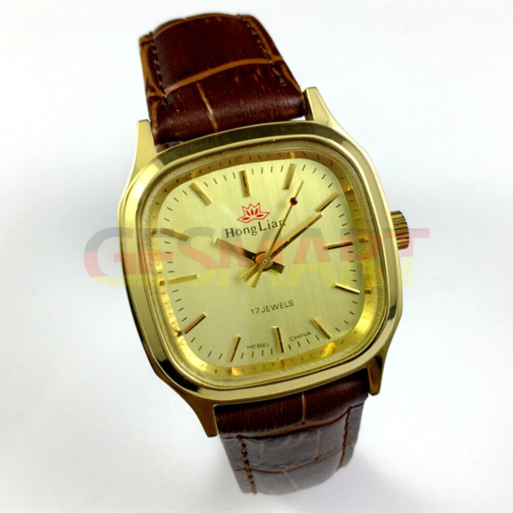 HONGLIAN Classic Manual Mechanical Watch with 3 Golden Hands - Shijiazhuang Origin