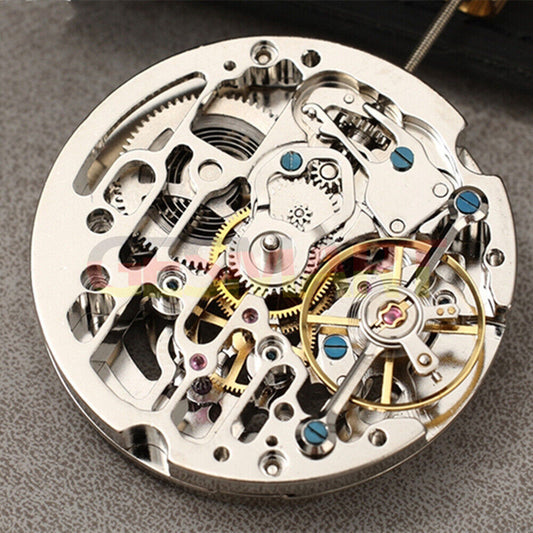 Dandong Silver automatic mechanical watch with hollow dial and small second at 9 o'clock angle.