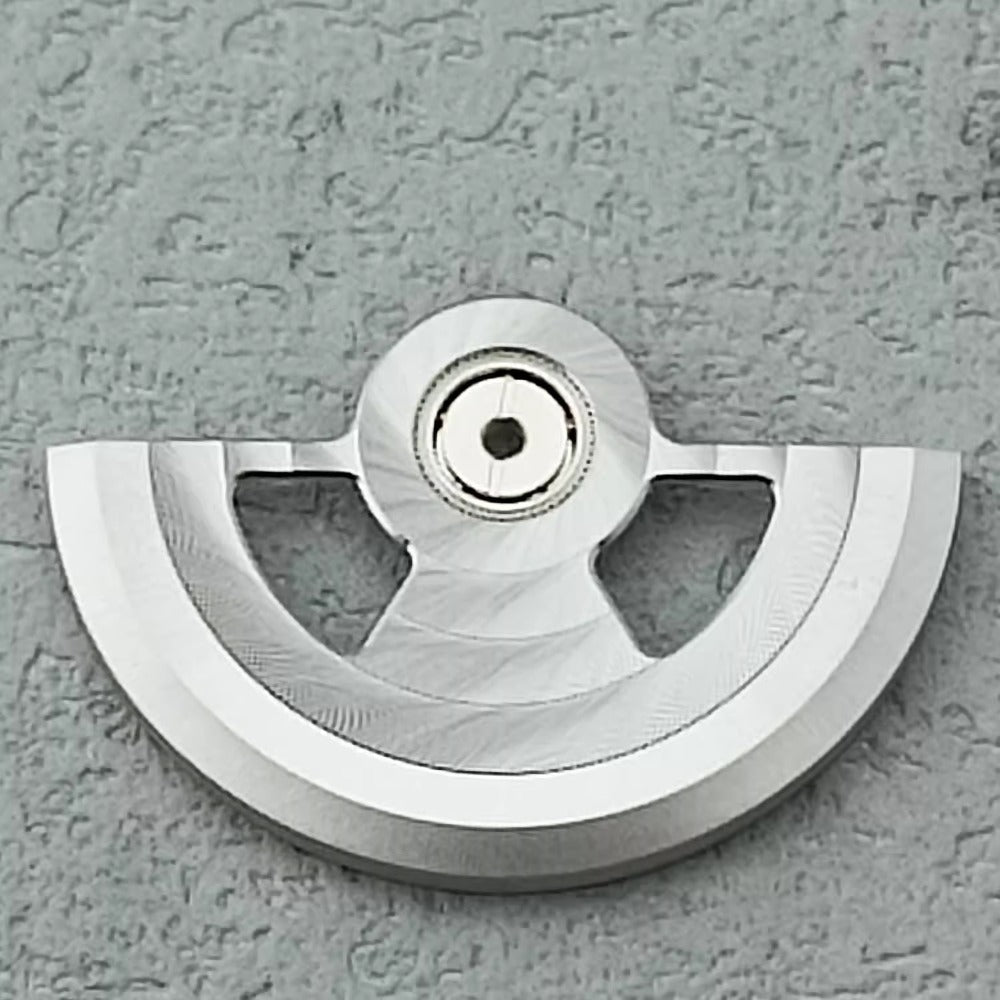 Silver circular rotor oscillating weight for NH34 NH35 NH36 NH38 watch movements by Seiko.