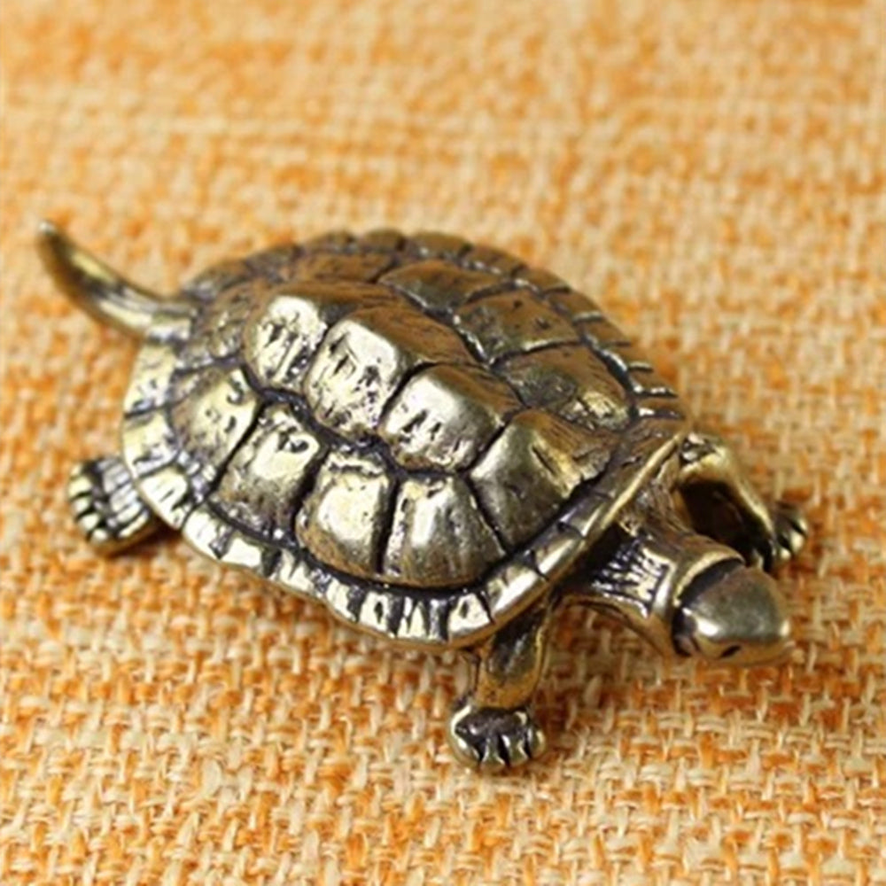 Solid copper turtle trinket with vintage bronze finish, hand-carved details, perfect for collectors.