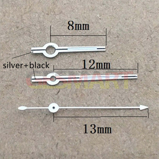 13mm black and silver watch hands for Seagull ST6 automatic mechanical movement, precise and stylish replacement.
