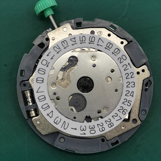Miyota OS10 quartz watch movement with date display at 3 o'clock, precision Japanese brand component
