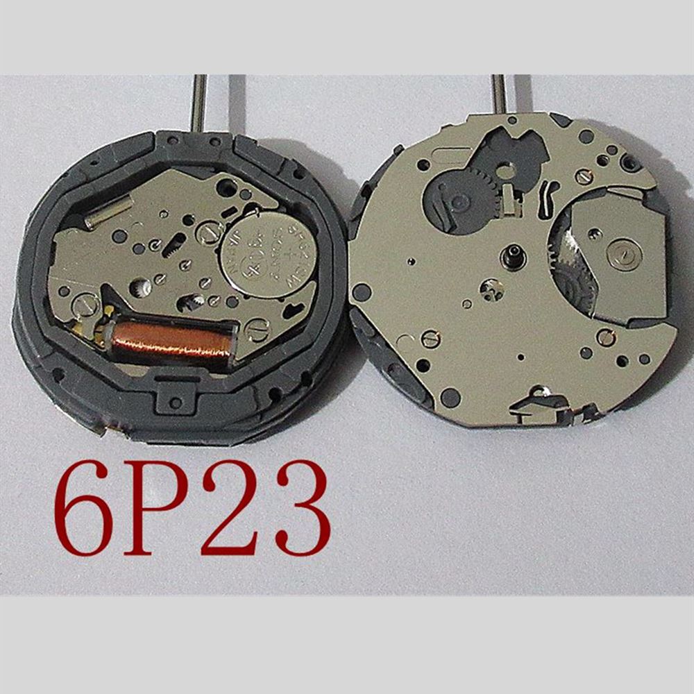 Miyota 6P23 quartz watch movement with 5 hands and battery, precision Japanese craftsmanship.