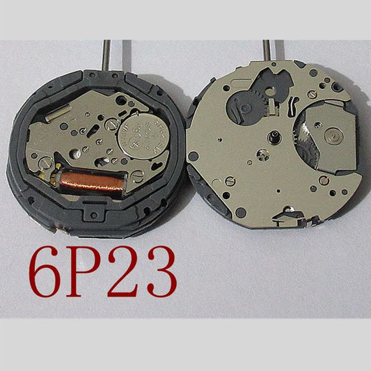 Miyota 6P23 quartz watch movement with 5 hands and battery, precision Japanese craftsmanship.