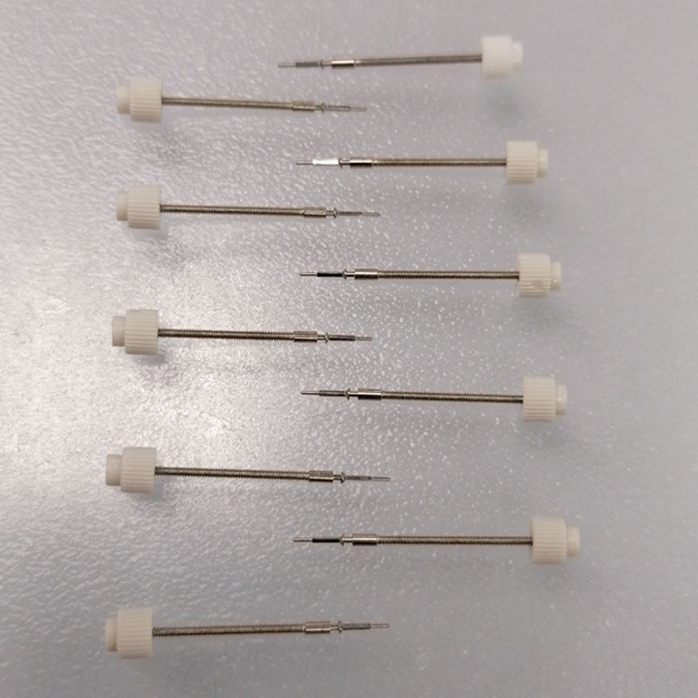 Swiss Quality watch winding stem for ISA9232 and ISA 9238 movements, precise replacement part.